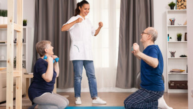 Doctor encouraging patients