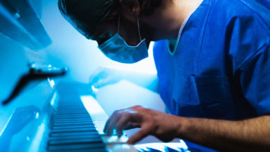 doctor playing piano