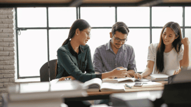 three medical students discussing applying for residency