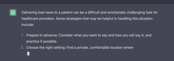 Delivering Bad News ChatGPT