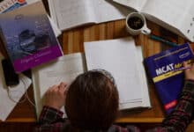 Pre-med student studying for the MCAT exam
